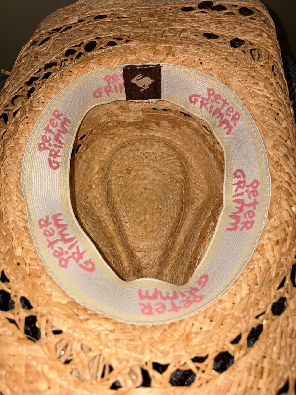 Peter Grimm | Natural Straw Western Hat with Pink Logo Trim - Picture 2 of 3